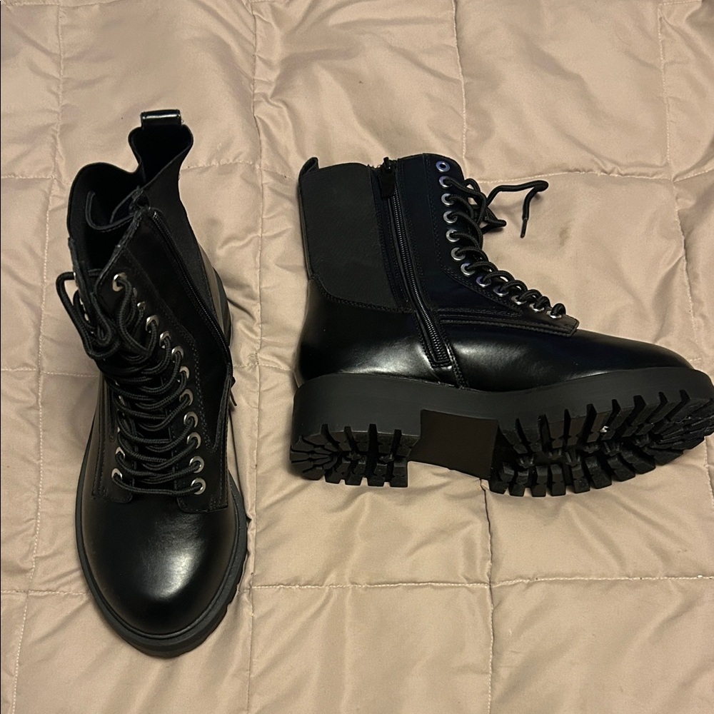 Torrid Black Combat Boots with Side Zipper